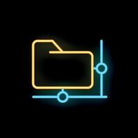 Neon server folder icon connecting over network with cables vector