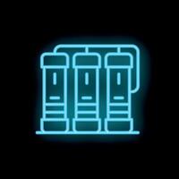 Neon icon of water filters system showing purification process vector