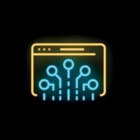Neon style icon showing web development programming coding vector