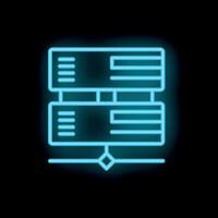 Neon blue server icon representing data storage and network infrastructure vector