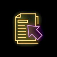 Neon icon of computer mouse cursor clicking on document vector