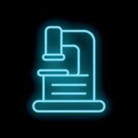 Neon microscope icon glowing on dark background vector