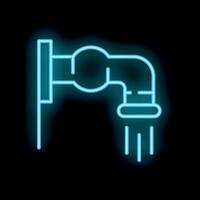 Blue neon sign of water faucet running on black background vector