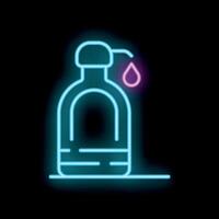 Neon soap dispenser icon glowing on dark background vector