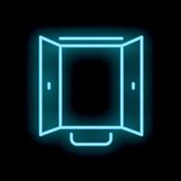 Open door with handle glowing neon sign on black background vector