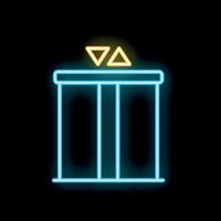 Neon elevator sign showing up and down arrows on black background vector