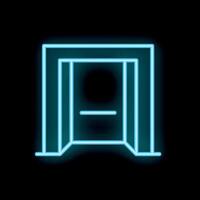 Neon blue light showing open doors on black background vector