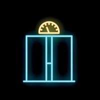 Neon elevator icon glowing on dark background vector