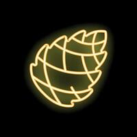 Glowing neon icon of a cabbage showing a grid pattern on a black background vector