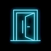 Glowing neon open door sign on a black background vector