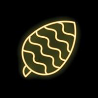 Neon yellow fir cone glowing on black background vector