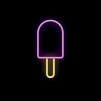 Vibrant neon sign depicting a refreshing popsicle on a black background vector