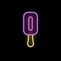Glowing neon sign depicting ice cream on a stick on dark background vector