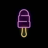 Neon sign representing ice cream on a stick on black background vector