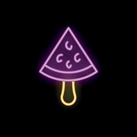 Neon sign representing a refreshing watermelon ice cream on a stick on black background vector