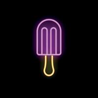 Neon sign representing a delicious ice cream on a stick on black background vector
