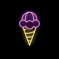 Neon sign representing ice cream cone shining in the dark vector
