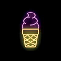 Neon sign showing delicious ice cream cone with sprinkles on top vector
