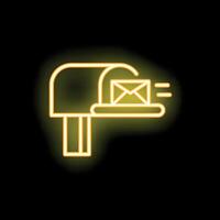 Neon mailbox icon with envelope arriving quickly vector