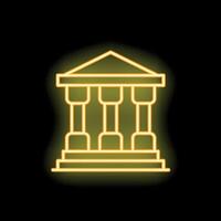 Glowing neon icon of a courthouse or university building vector