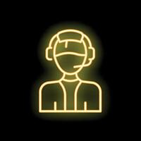 Neon sign of a customer service representative wearing a headset vector