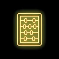 Neon yellow abacus icon glowing on a black background vector