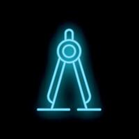 Neon compass showing drafting tool for architects and engineers vector