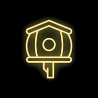Glowing neon icon of birdhouse on a stick for decoration vector