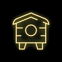 Neon yellow beehive glowing on black background vector