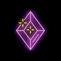 Neon sign of a sparkling diamond on black background vector
