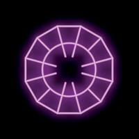 Neon pink glowing geometric shape on black background vector