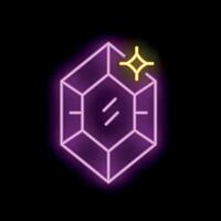 Neon sign of a shiny diamond shining on black background vector
