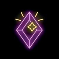 Neon sign of a sparkling diamond on black background vector