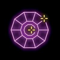 Neon icon of a sparkling brilliant cut diamond with shimmering facets vector