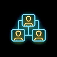 Neon icon showing business hierarchy with three people vector