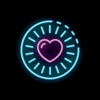 Glowing neon heart shining bright in circle frame vector