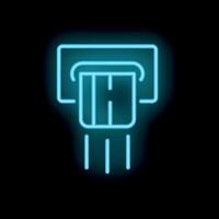 Neon atm inserting credit card icon on black background vector