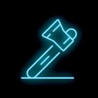 Neon sign of axe lying on a surface for lumberjack vector