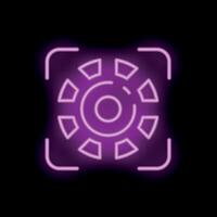 Neon icon of artificial intelligence processing data in a frame vector