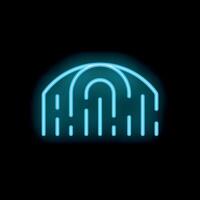Neon fingerprint glowing on black background symbolizing security and identification vector
