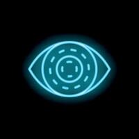 Neon eye symbol representing vision and perception vector