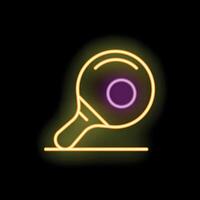 Neon sign showing ping pong paddle and ball striking vector