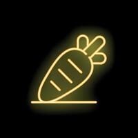 Glowing neon icon of a carrot on a black background vector