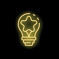 Neon lightbulb shining with star inside for creative idea concept vector