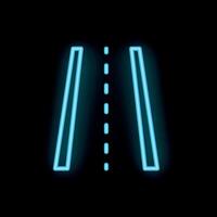 Neon style icon representing a road with two lanes vector