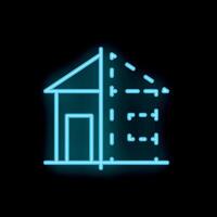 Neon style icon of a house being built showing construction vector