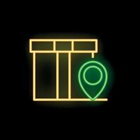 Neon green location pin marking a package for delivery tracking vector