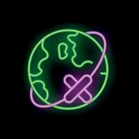 Neon sign representing the concept of global healing and recovery vector