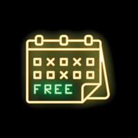 Neon free time calendar showing availability for appointment vector
