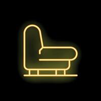 Glowing neon icon of comfortable chair on black background vector